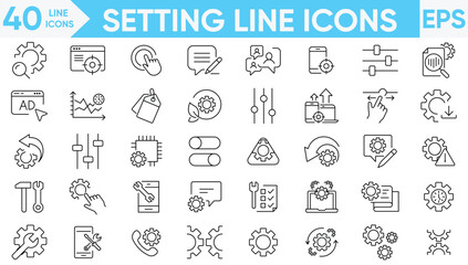 Setting line icons vector and illustration set