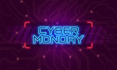 Cyber Monday banner. Digital promotion sale poster. Vector illustration. 