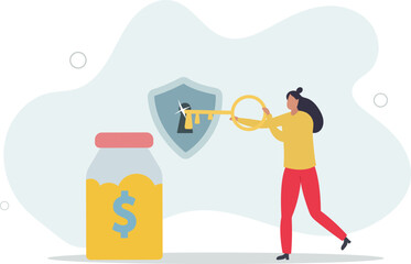 character opening savings account and receiving interest on deposits.flat design with people.