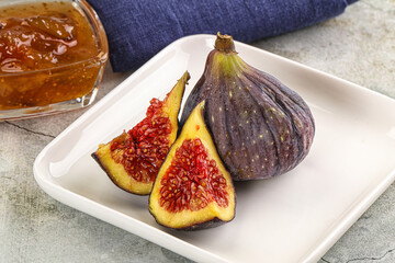 Purple ripe fig with cut
