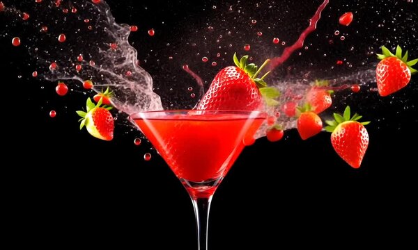 cocktail drink in glass on color background