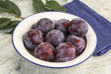 Ripe sweet tasty blue plum