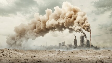 Industrial Impact on Environment with Smoke Emissions.