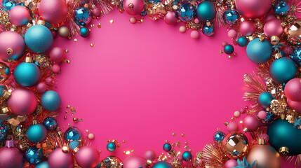 Obraz premium A Christmas scene with a blue background and a few silver ornaments. The ornaments are hanging from a tree or a branch