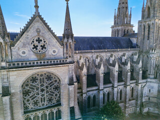 Exterior detail of S&eacute;es Cathedral in Normandy, France