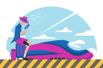 Waiting a train for the holidays