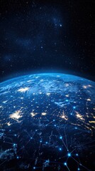 Obraz premium Digital connection technology global network Big data analytics World map point and line composition internet business