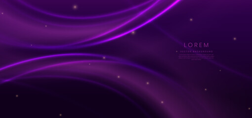 Luxury dark purple background with purple glowing line curved and lighting effect sparkle.