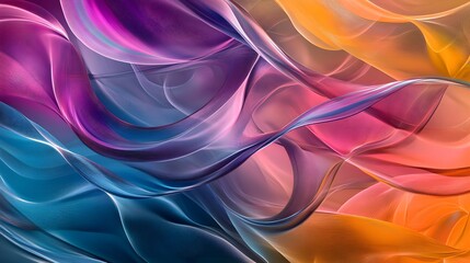 Obraz premium Abstract Swirling Lines in Blue Pink and Orange