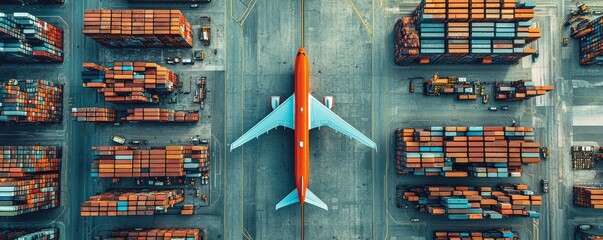 Fleet management in aerial logistics, visualizing how a fleet of aircraft is managed to ensure efficient and timely delivery of goods.