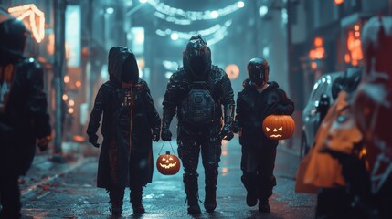 Halloween Trick-or-Treaters in the City.