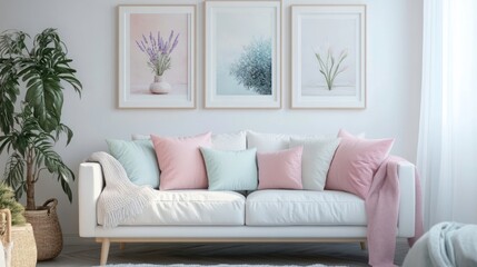 Modern Living Room Interior Design with Floral Art