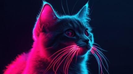 Neon Cat Portrait