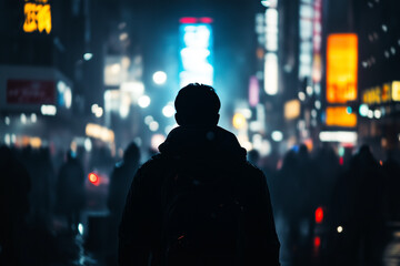 people in the night metropolis