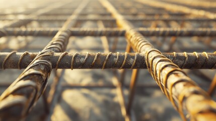 Closeup of Reinforcing Steel Mesh.