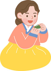 송편만드는모습,가족,일러스트
