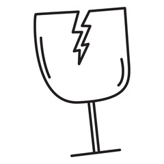 fragile symbol doodle icon transparent background