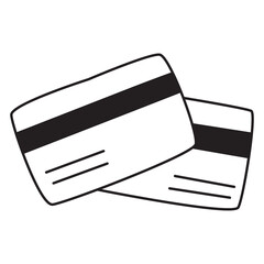 debit card doodle icon transparent background
