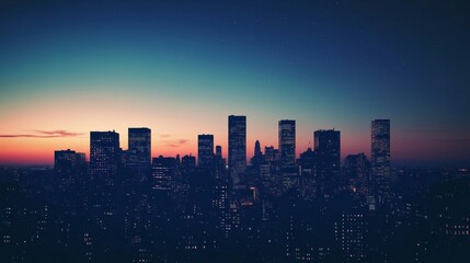 Fototapeta premium Cityscape at Dusk with Stars.