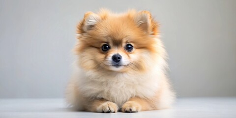 Adorable pomeranian puppy with fluffy fur and cute expression, perfect pet for cuddles and play