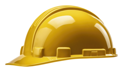Yellow Engineer Hard Hat Safety Equipment Isolated on Transparent Background.
