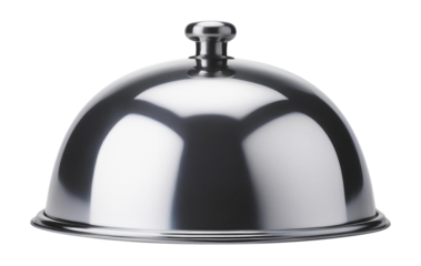 Silver Chafing Dish Cover Isolated on Transparent Background.