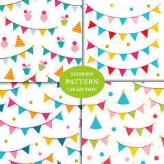 Obraz premium Birthday Decorations Bunting Seamless Pattern Background