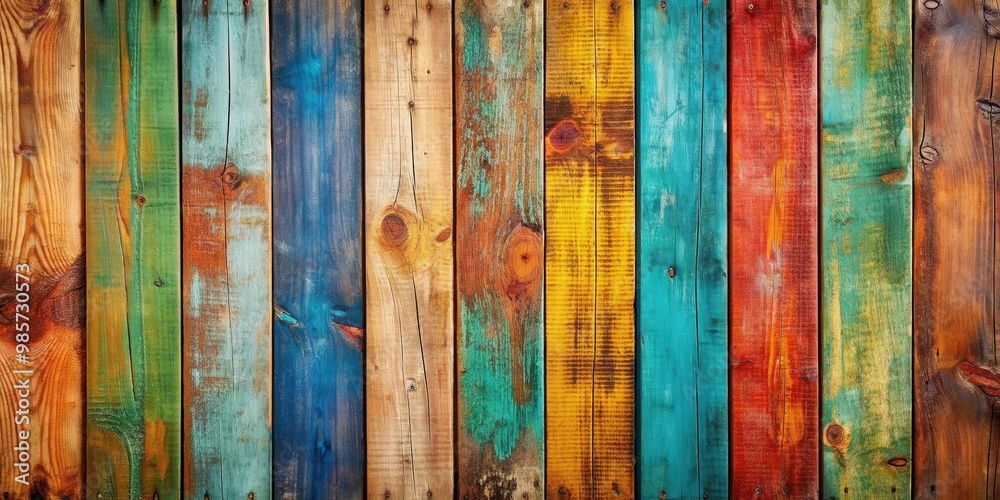 Poster abstract textured background made of multicolored vintage wood with a rustic feel