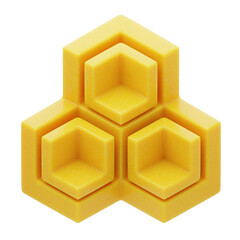 3D Plastic Resin Yellow Hexagonal Structure . 3D Icon