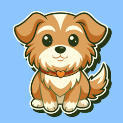 Obraz premium Dog sticker. Happy adorable doggy cartoon. Cheerful cute animal baby. Funny pet character