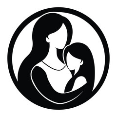 Mother and Daughter Silhouette Logo