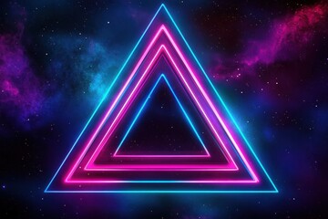 Vibrant neon triangle cosmic starry background