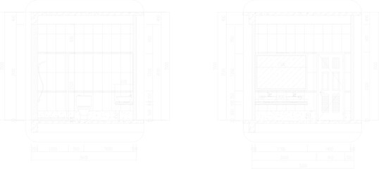 Vector sketch illustration silhouette design architectural engineering drawing of modern bathroom interior with toiletries