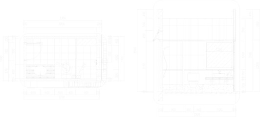 Vector sketch illustration silhouette design architectural engineering drawing of modern bathroom interior with toiletries 