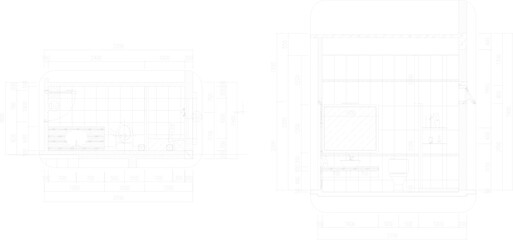 Vector sketch illustration silhouette design architectural engineering drawing of modern bathroom interior with toiletries 