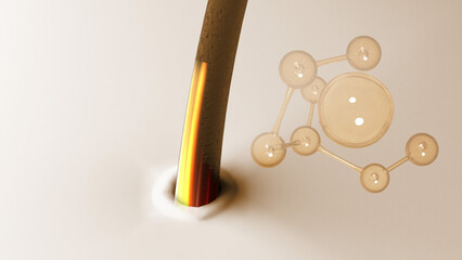 Nourish the hair and condition the hair to make it smooth and shiny. 3D rendering work.