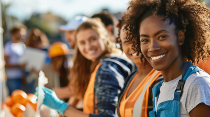 Fototapeta premium Group of Volunteers Sharing Smiles and Camaraderie