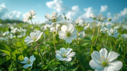 White Flowers in a Field