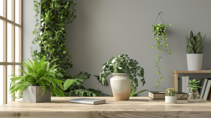 Cozy Indoor Office Desk with Plants