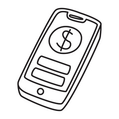 digital payment doodle icon transparent background