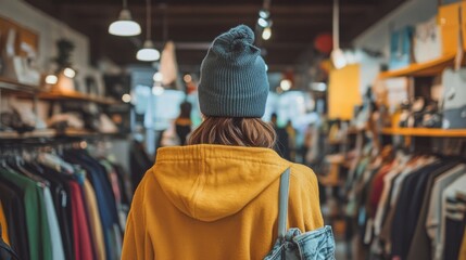 Obraz premium Casual Shopper in a Cozy Boutique Interior
