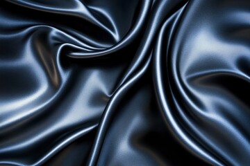 Fototapeta premium Luxurious deep blue silk fabric texture with graceful folds