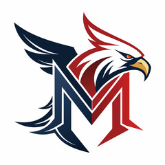 Obraz premium Calligraphic letter M with an eagle incorporated, great for luxury logos, elegant branding, and high-end calligraphic designs.