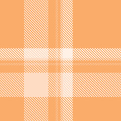 Orange tartan plaid fabric seamless pattern of check background tartan with a textile fabric plaid texture. Tartan Scotland seamless plaid pattern vector. Retro background fabric.