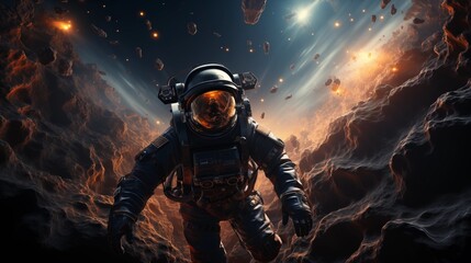flying astronaut outer space zero gravity.