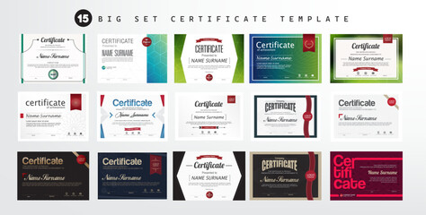 Big set Certificate of appreciation or Award diploma Horizontal template design