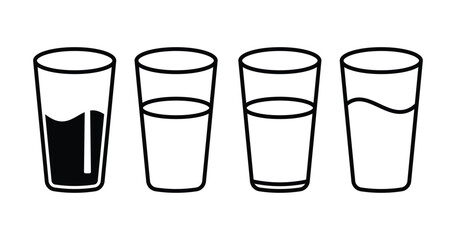 Glass of water flat vector icon design on white background. Glass of water clip art design