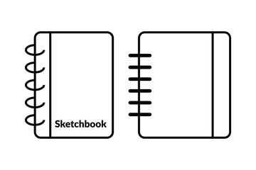 Memo book and sketchbook black and white flat vector icon design