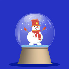 Merry Christmas, a glass ball with a snowman.