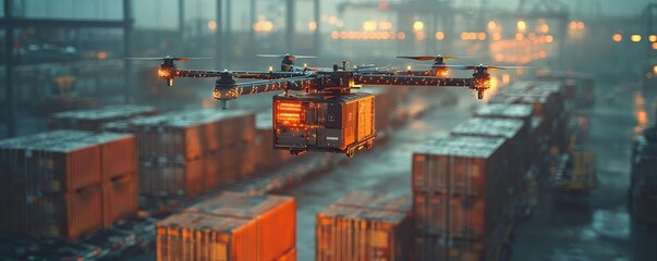 Aerial logistics in air transport, visualizing the advanced systems that optimize efficiency in the delivery of goods by air.